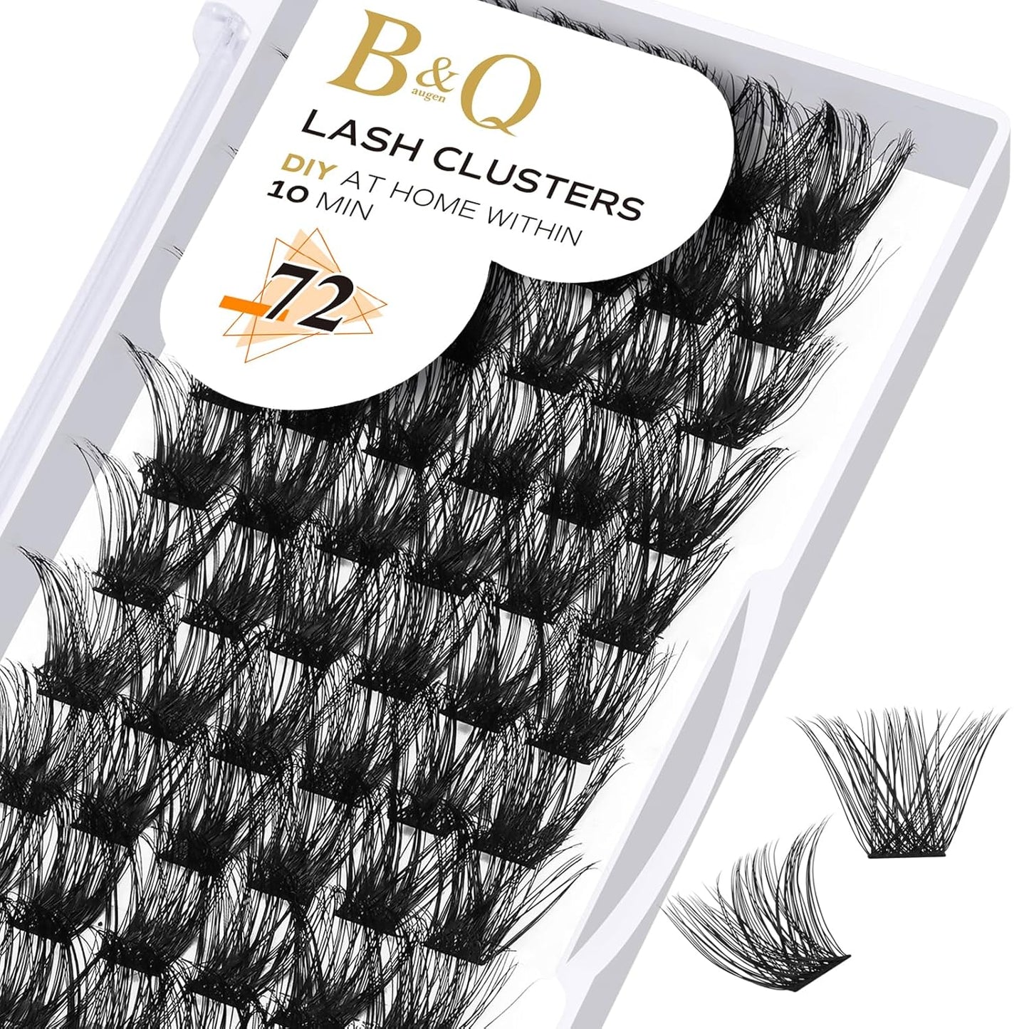 Lash Clusters B02 D Curl 14mm DIY Eyelash Extensions C D Curl B&Qaugen Mega Volume Individual Lashes Eyelash Clusters Extensions Individual Lashes Cluster DIY at Home 72 Clusters Lashes (NM-D-14mm)
