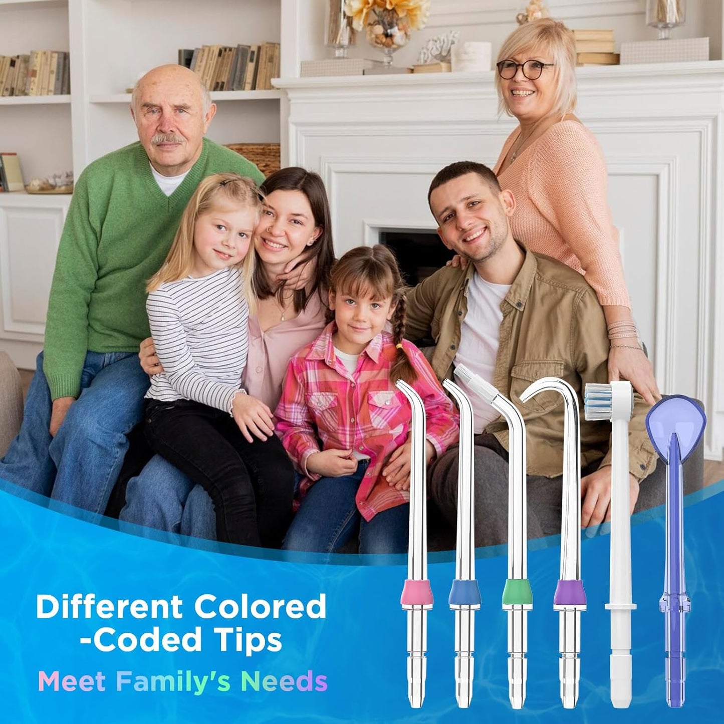 Replacement Tips for Waterpik, Water Flosser Replacement Heads Parts for Waterpik Oral Irrigator (Aquaflosser 6 Tips Tongue Combo & Storage Case Bundle)