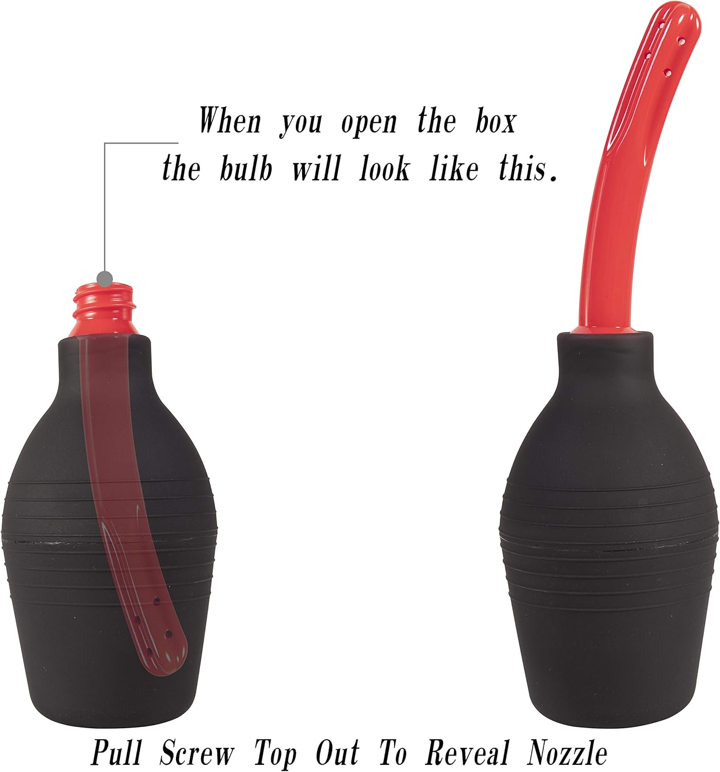 Abyclean Anal Douche Enema Bulb Vaginal Douche Enema Cleaner for Women’s or Man’s Health with 2 Nozzles (500ml Black)