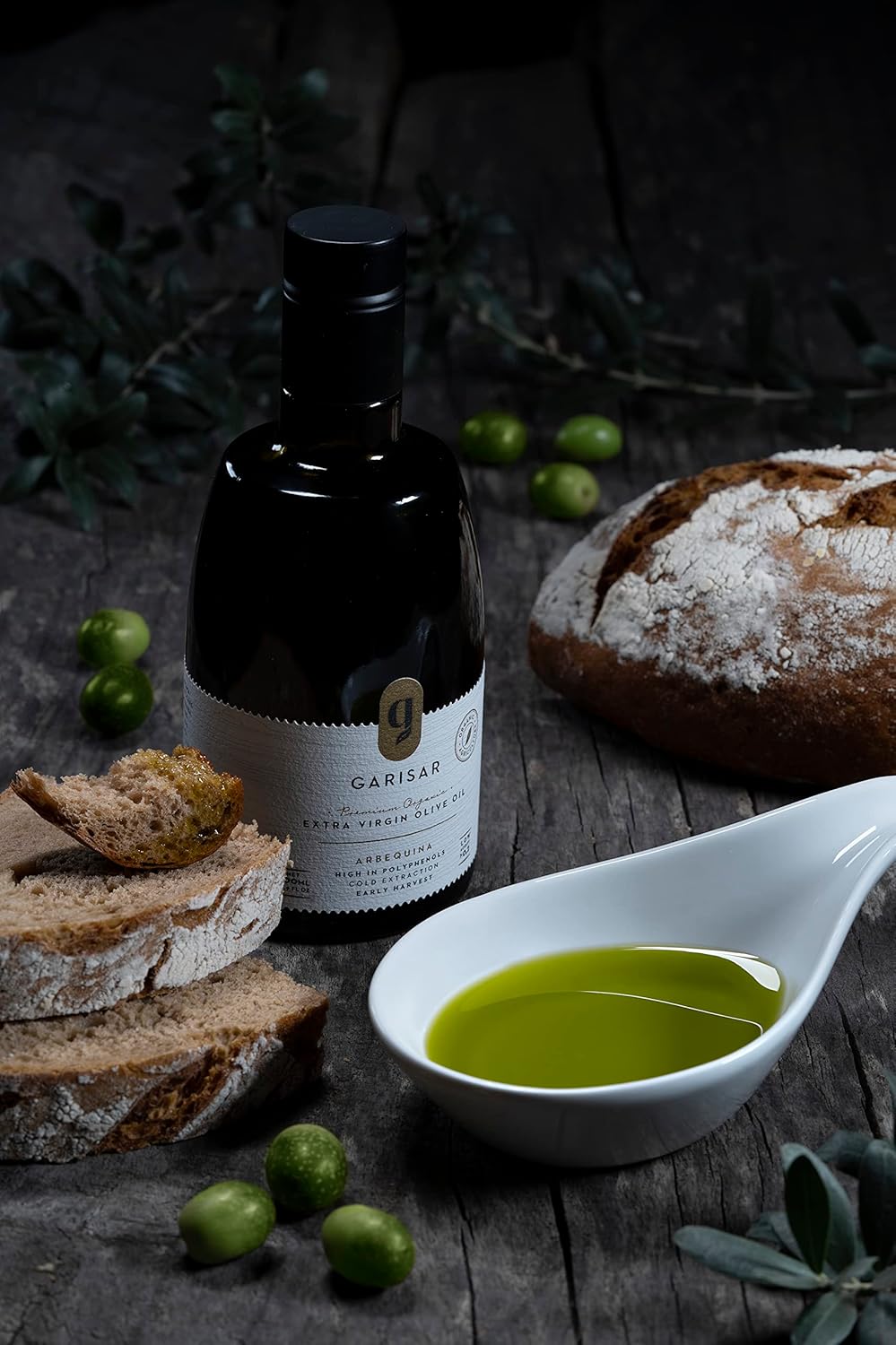 Garisar High In Polyphenol Premium Extra Virgin Olive Oil (>600 ppm), Low Acidity (max 0.2%), NYIOOC 2025 Gold Medal Winner, Organic Agriculture, Hand Picked, Cold Pressed, 100% Arbequina, Pack of 2