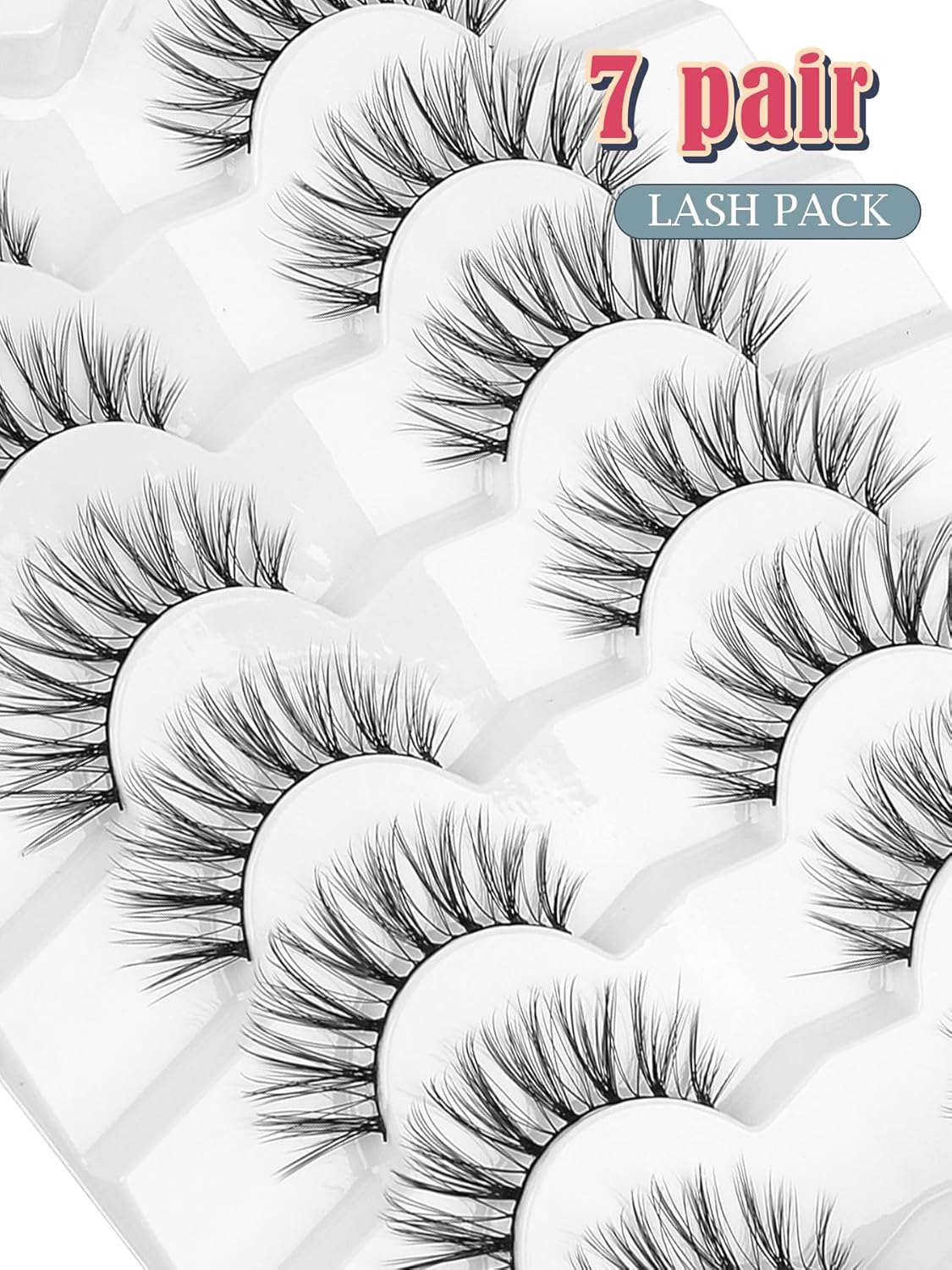Strip Lashes Natural False Eyelashes Wispy Fake Eyelashes Soft False Lashes C Curl Natural Lash 13mm Siligli Eyelashes 7 Pair Eye Lashes Pack