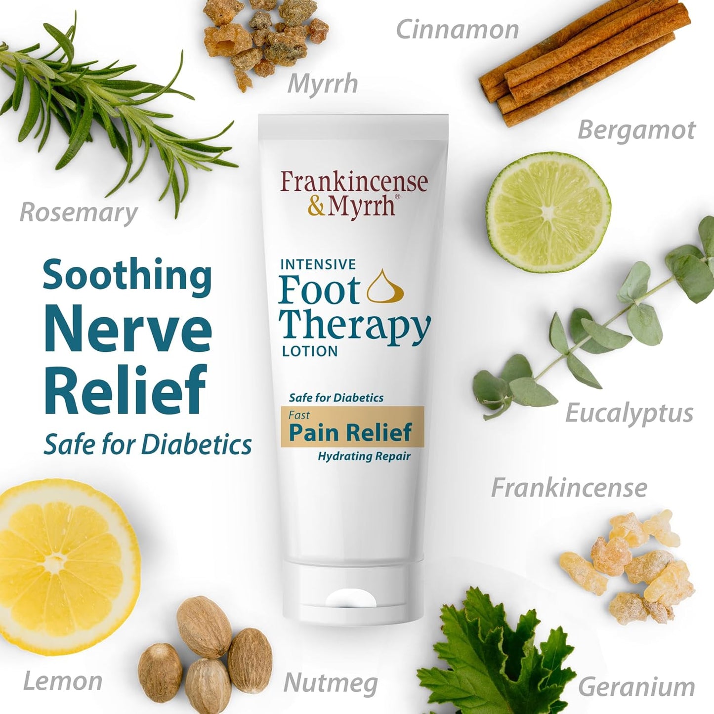 Frankincense and Myrrh Foot Pain Relief Cream - Intensive Foot Therapy Lotion - Diabetic Nerve Pain Relief Cream | Restless Leg Syndrome | Frankincense Essential Oil, 3 Ounce (1-Pack)