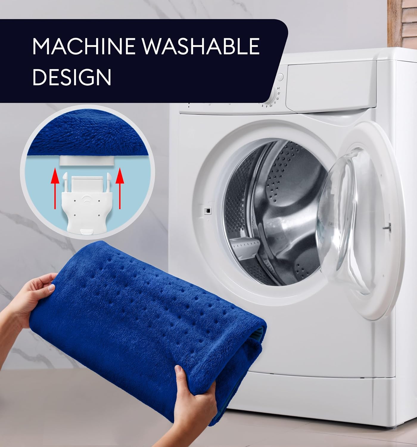 GENIANI Electric Throw - XL Heating Pad for Back Pain & Cramps Relief, Auto Shut Off, Machine Washable, Heat Pad, for All, Gifts for Women, Gifts for Men, Heat Patch (Space Blue)