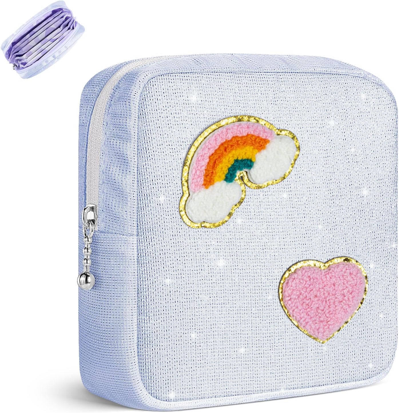 Period Bag for Teen Girls, Canvas Sanitary Napkin Storage Bag with Zipper, Portable Menstrual Pad Bag Tampon Holder for Purse