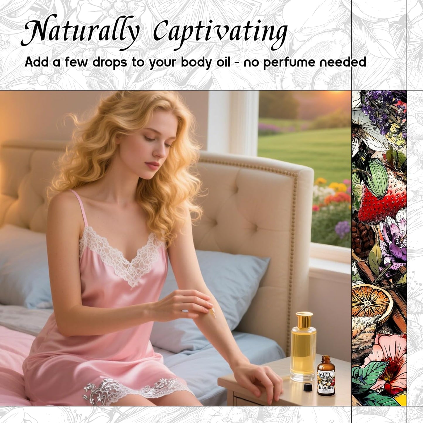 HIQILI Feral Rose Fragrance Oil for Candle Making, Inspired by Gr-Lain ROS.B-Bare, DIY Scented Body Oils, Home Luxury Scents for Essential Oil Diffuser - 1 Fl Oz