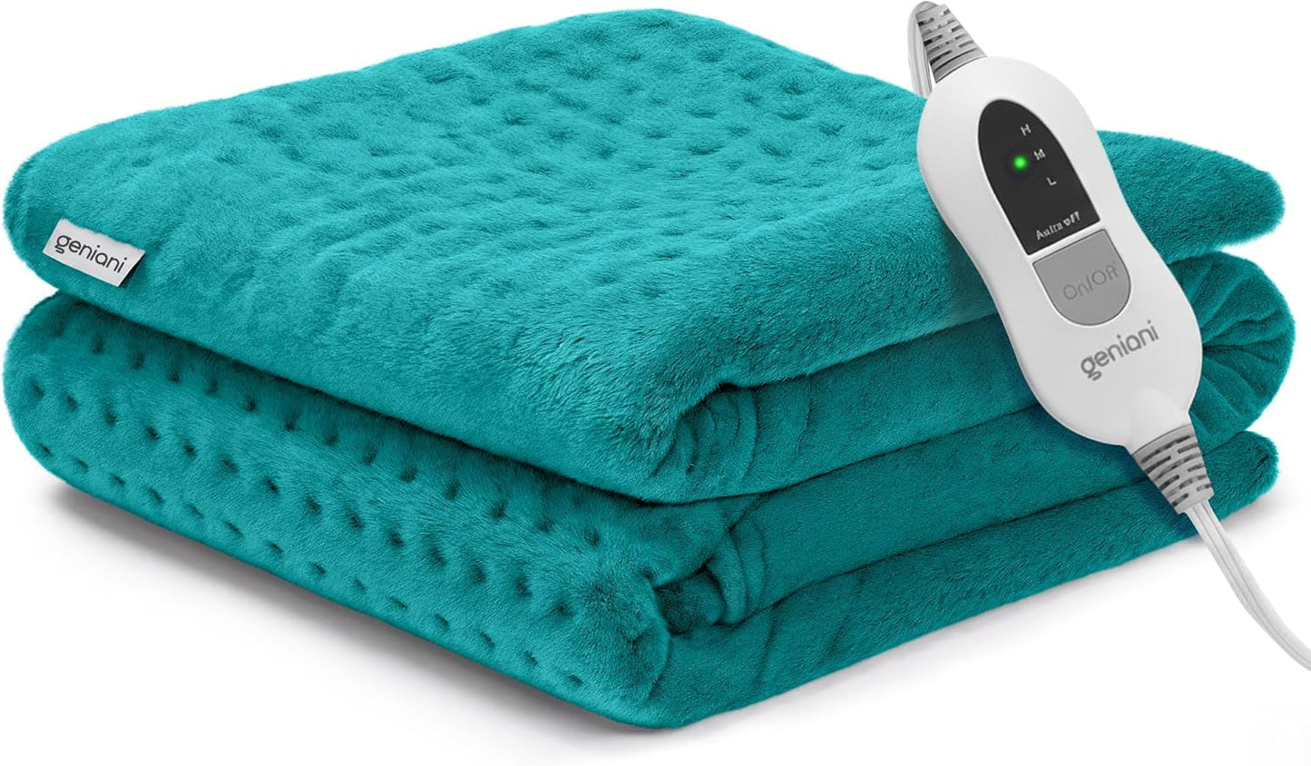 GENIANI Electric Throw - XL Heating Pad for Back Pain & Cramps Relief, Auto Shut Off, Machine Washable, Heat Pad, for All, Gifts for Women, Gifts for Men, Heat Patch (Viridian Green)
