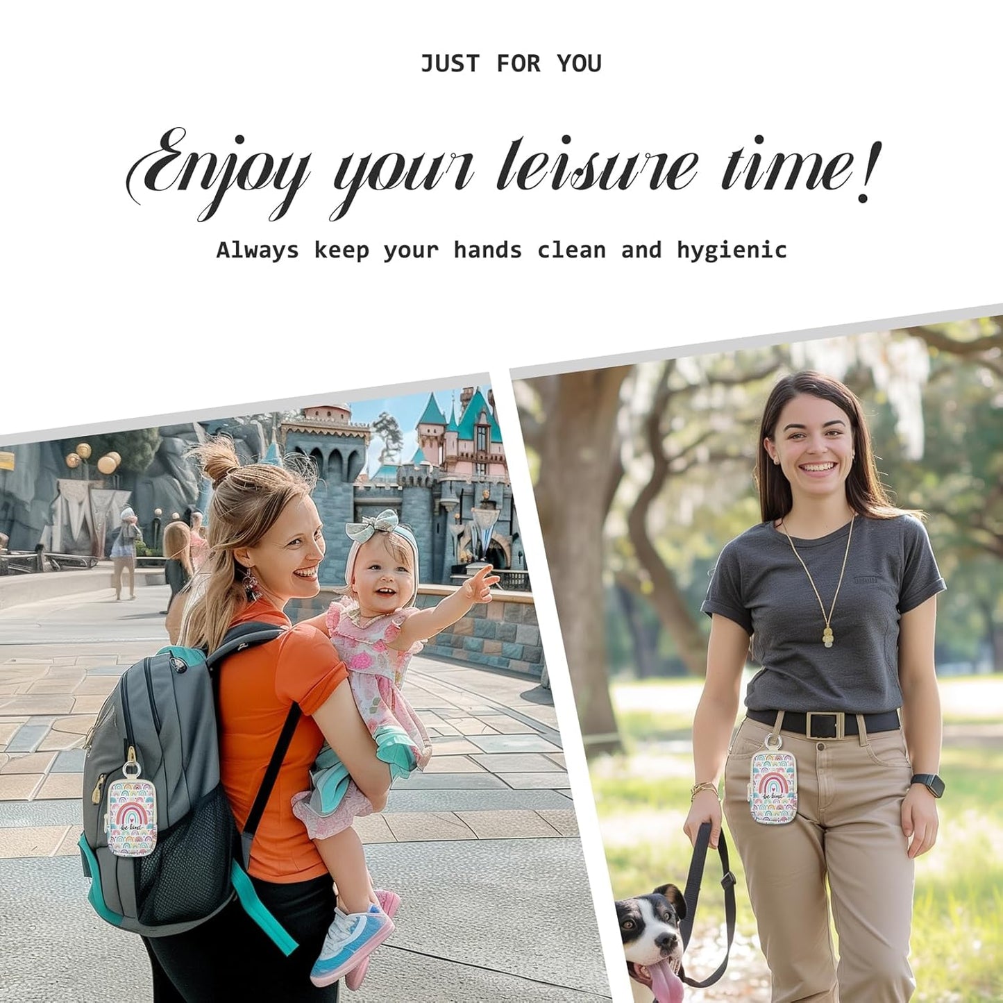 Be Kind Rainbow Hand Sanitizer Spray Case, Hand Sanitizer Holder Zippered Pouch, Cute Fashion Accessory with Snap Hook for Glow Mist and Power Mist 1FL OZ