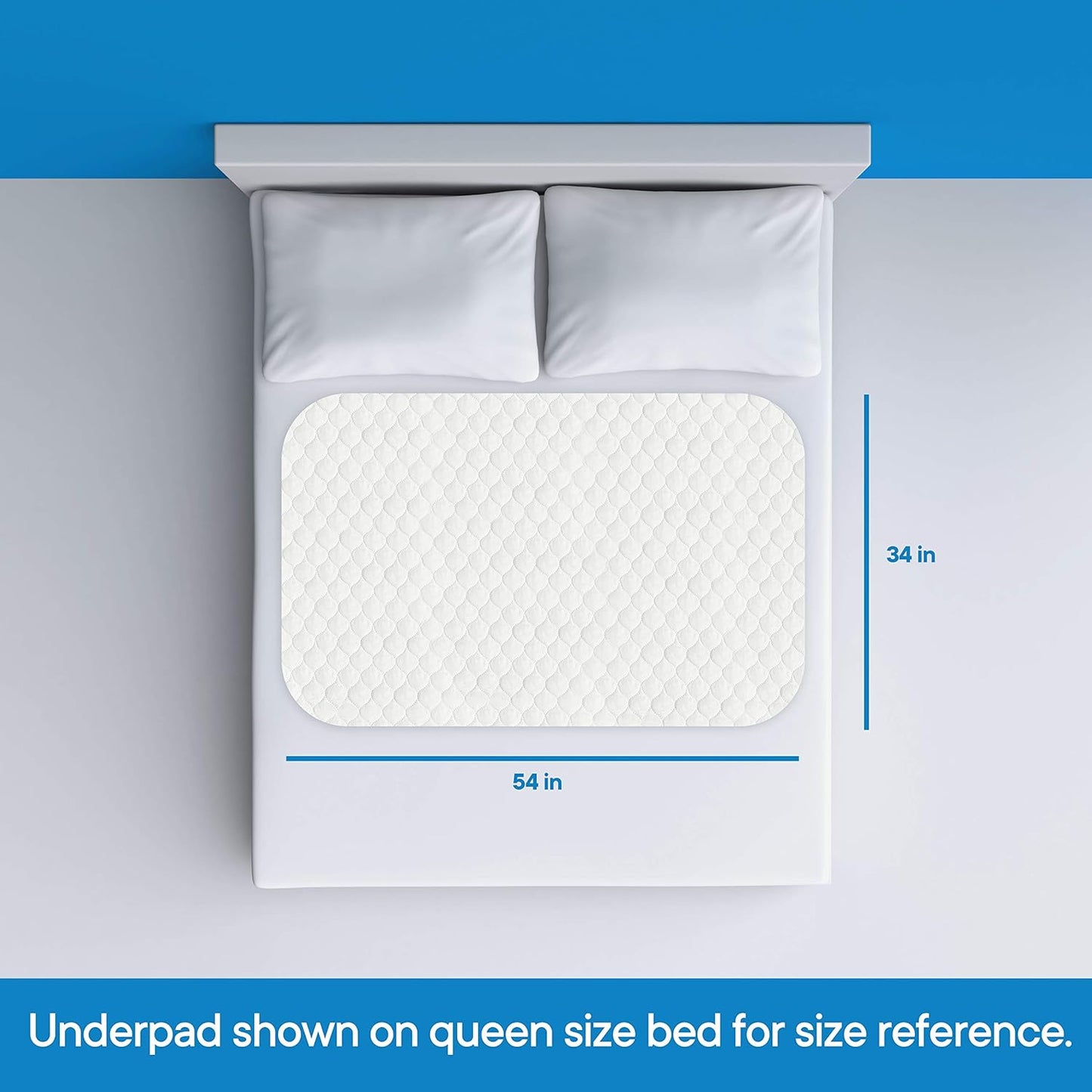 RMS Ultra Soft 4-Layer Washable and Reusable Incontinence Bed Pad - Waterproof Bed Pads, 34"X54"