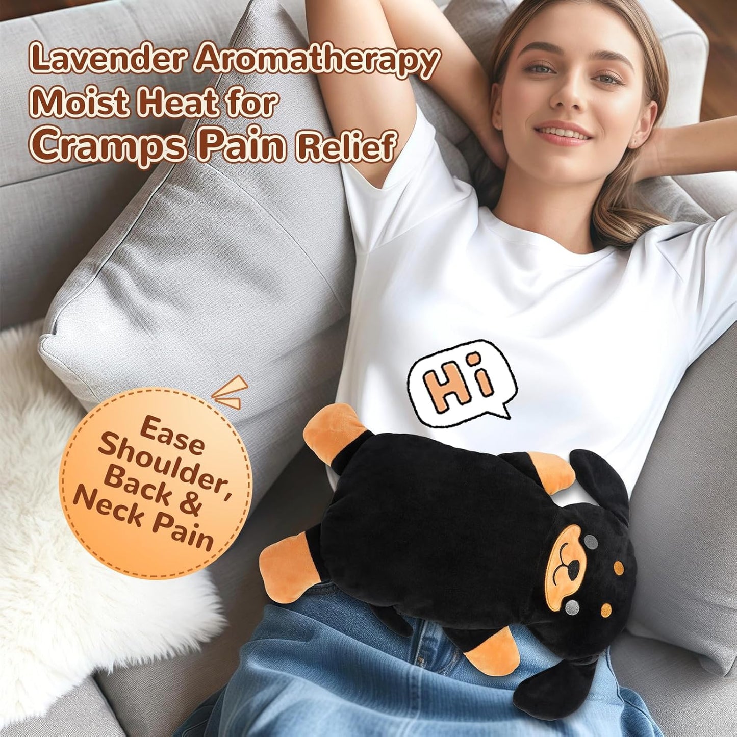 Microwave Heating Pad for Pain Relief, 16" x 11" Microwavable Heating Pads for Cramps, Back Pain, Neck Shoulder, Muscles, Knee, Joints, Natural Heat Pack Moist Heat, Rottweiler