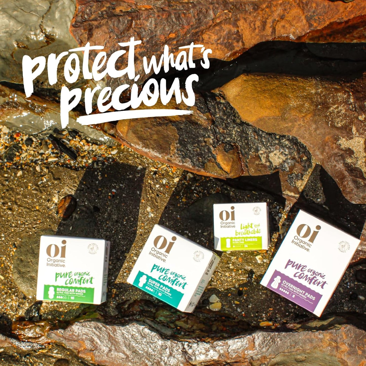 Oi l Organic Initiative - Ultra-Thin Pantyliner, 100% Certified Organic Cotton | Biodegradable, Free from Chlorine Bleaching, Pesticides, Toxic Chemicals | 80 Liners