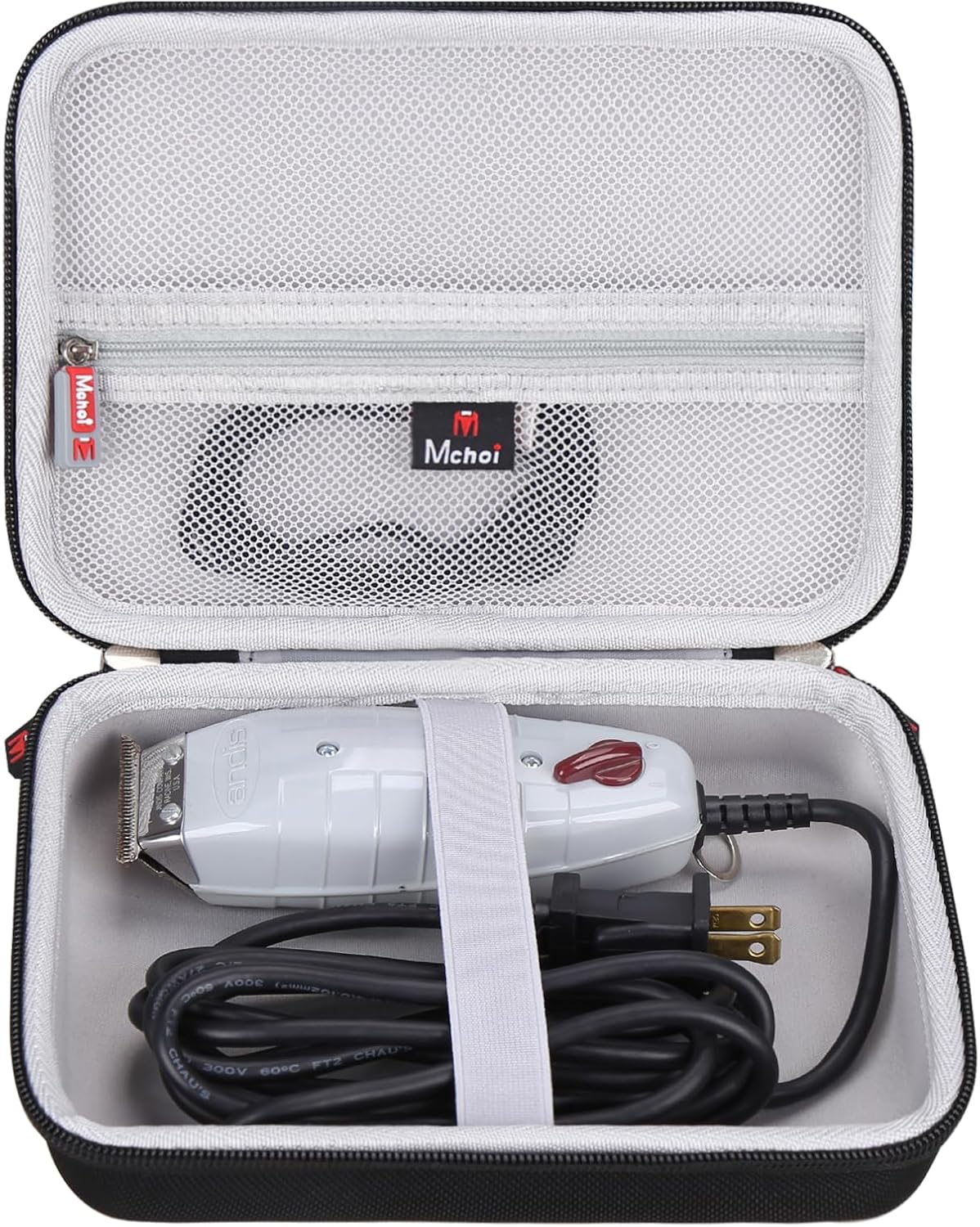 Mchoi Hard Portable Case for Andis Professional T-Outliner Beard/Hair Trimmer, Model GTO 04710/04603/ 04775, with Mesh Pocket for Combs and Accessories, Case Only