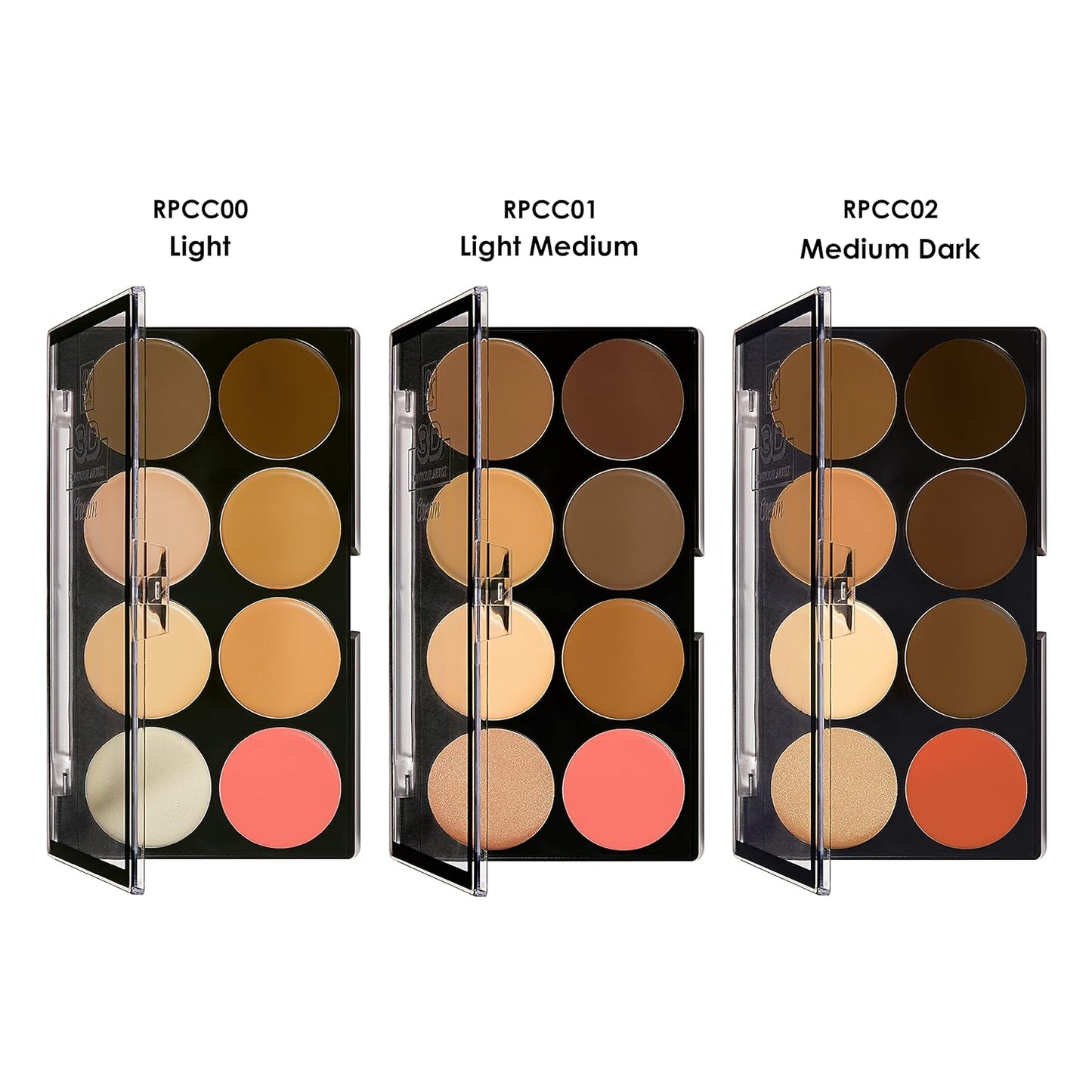 Ruby Kisses 3D Cream Contour Artist Set 3 Pack (Light, Light Medium, Medium Dark)