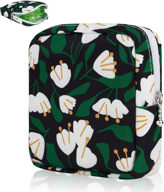 Desing Wish Sanitary Pad Storage Bag Portable Period Bag for Teen Pads/Sanitary Napkins/Small Tampons, Sanitary Napkin Storage Bag First Period Gifts for Teen Girls (Stamen)