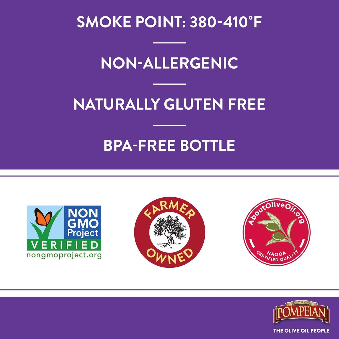 Pompeian Smooth Extra Virgin Olive Oil, Contains Polyphenols, First Cold Pressed, 32 Fl Oz