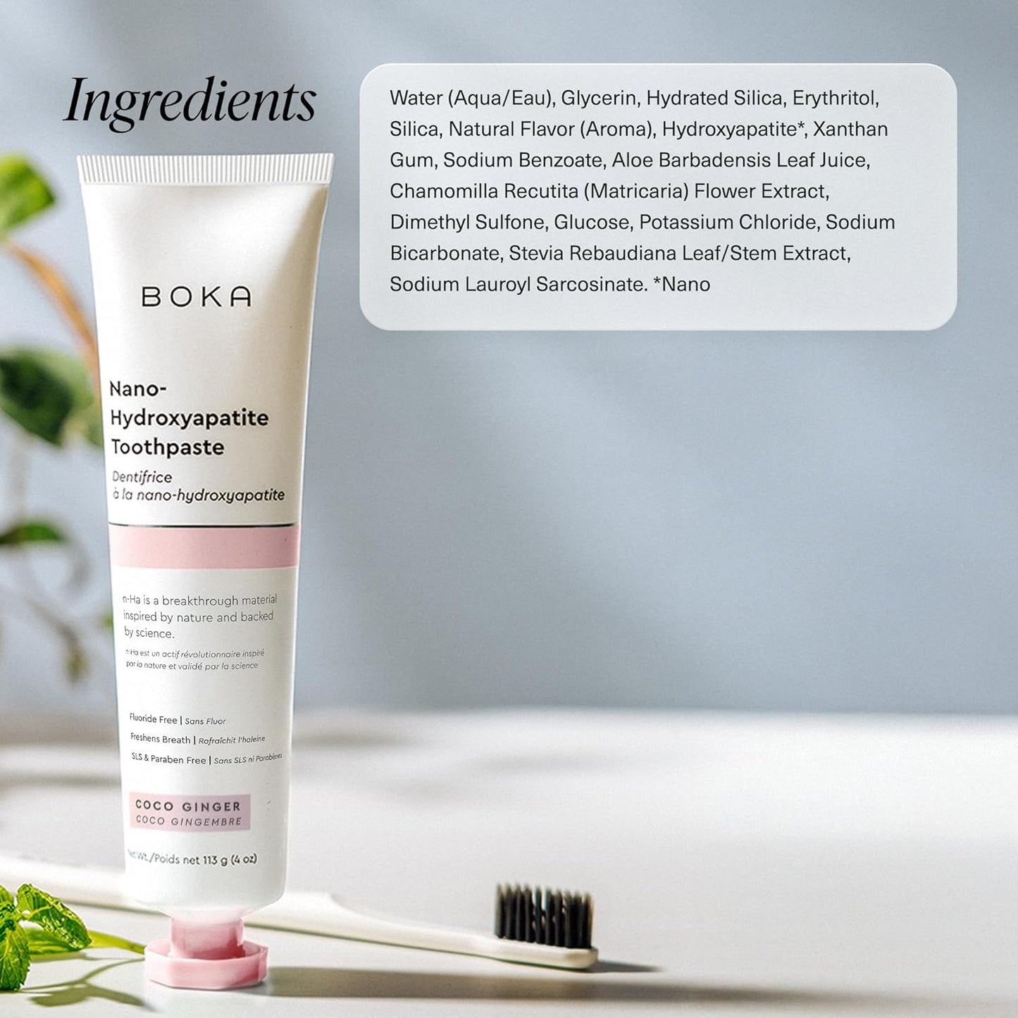 Boka Fluoride Free Toothpaste, Nano Hydroxyapatite Toothpaste, Appropriate for Sensitive Teeth - for Adult, Kids Oral Care - Ela Mint, Coco Ginger, Lemon Lavender Flavor, 4 Fl Oz 3Pk US Manufactured