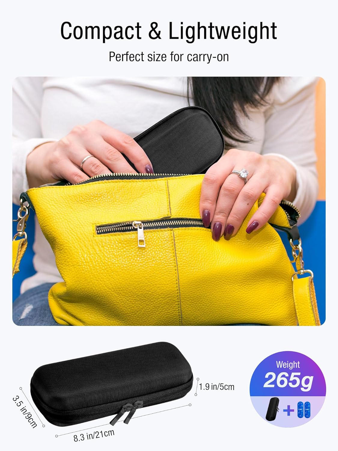 Insulin Cooler Travel Case TSA Approved, EVA Diabetic TravelCase with 2 Gel Ice Packs for Insulin Pens, Diabetic Supplies and Insulin Syringe, Small Cooler Case for Daily Life, Trips (Black)