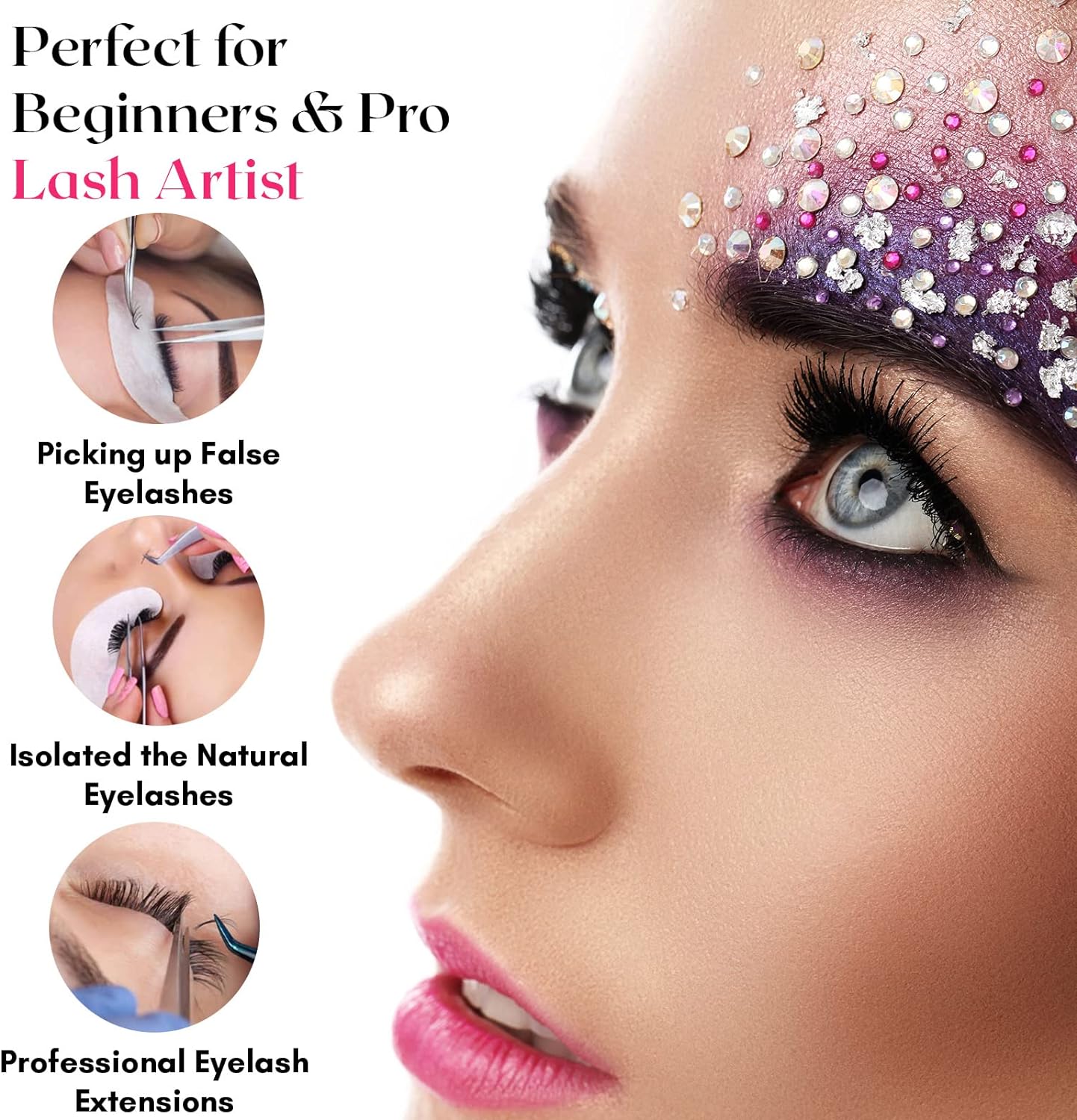 Isolation Lash Tweezers for Eyelash Extensions – 14cm Curved Tweezer, Japanese Stainless Steel, Best for Individual Isolation & Classic Lashes, Eyelash Twisers (Blush Pink)