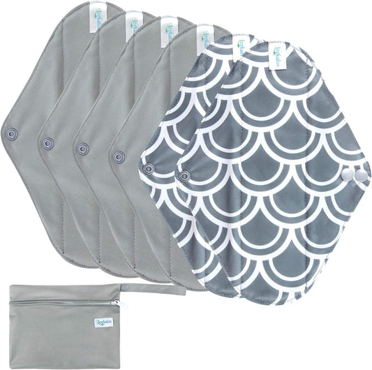 Leekalos Reusable Bamboo Cloth Pads - Light Incontinence Pads - Pack of 6, 1 Cloth Mini Wet Bag