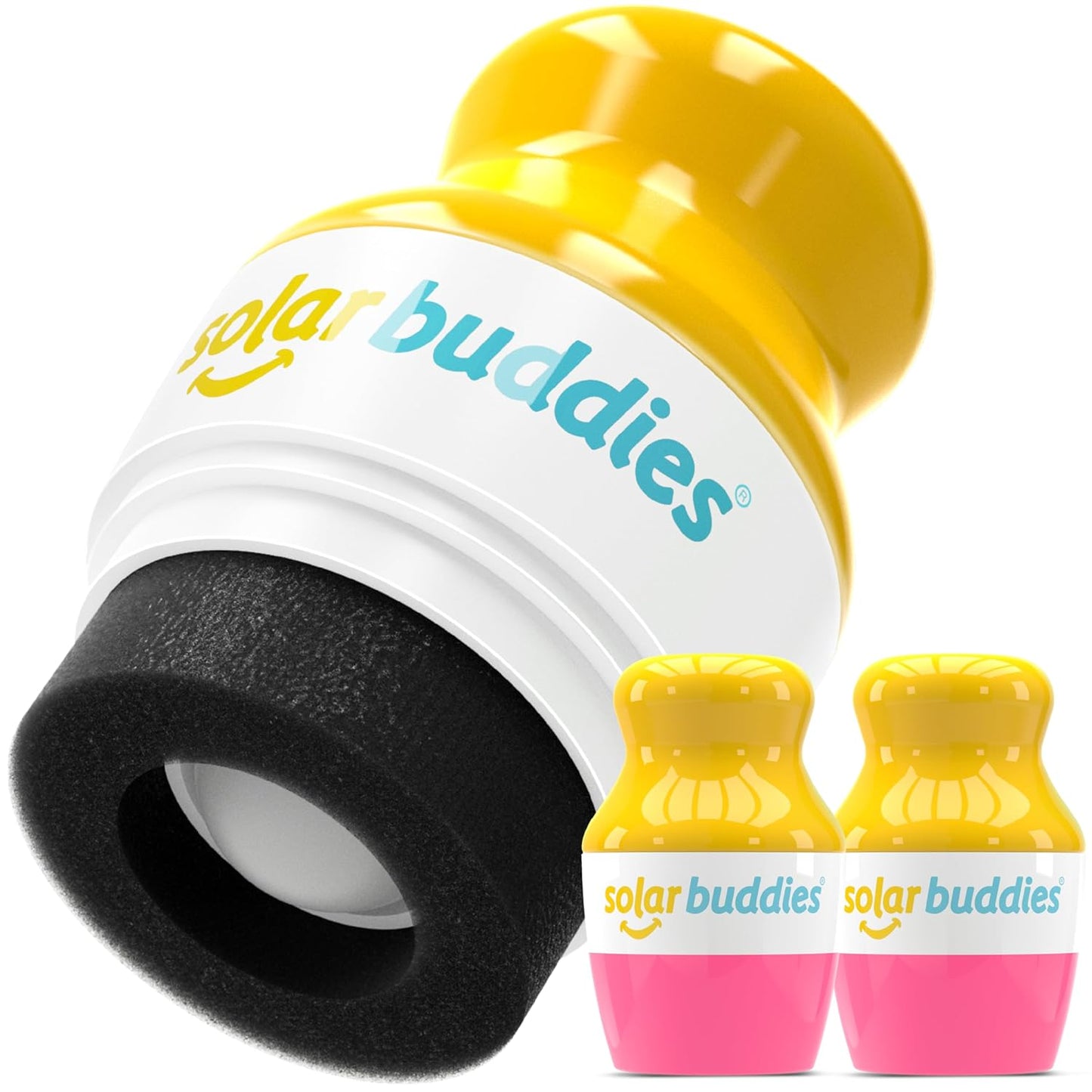 Solar Buddies Sunscreen Applicator - Pink Pack of 2 - BPA-Free Refillable Roll on Sponge Sunscreen, Suncream & Lotion Applicator For Kids, Adults & Families - Holds 3.4fl oz, Perfect Size for Travel