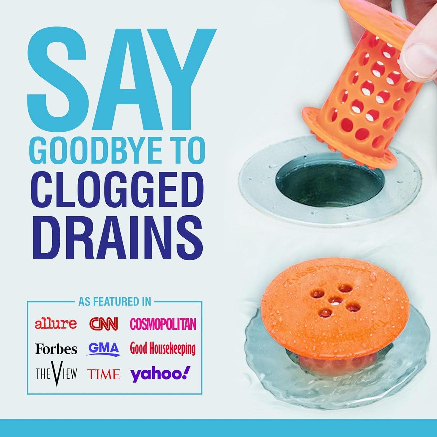 TubShroom Tub Hair Catcher Protector, Fits 1.5" - 1.75" Drain, Orange