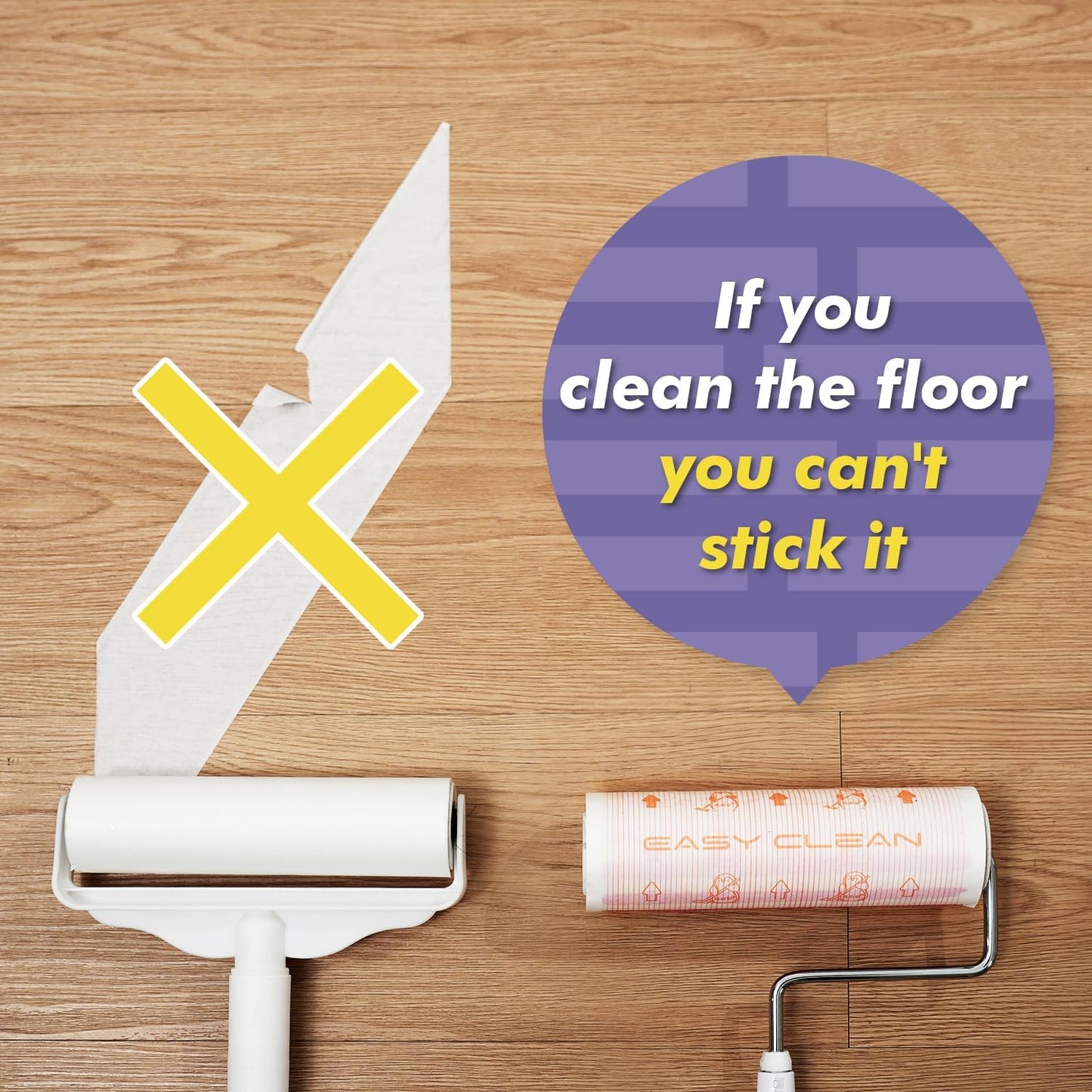 Large Lint Rollers for Pet Hair Extra Sticky for Floor, Carpet and Couch, with 3.5-Foot Adjust Handle and 100 Sheets 8X Adhesion