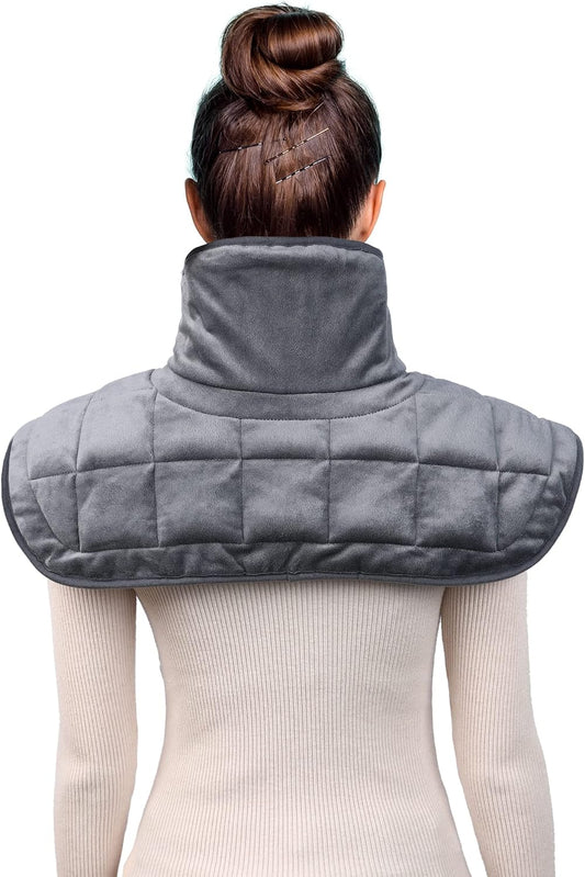 Heating Pad, Weighted Heating Pads for Cramps, 14'' x 20'' Electric Heating Wrap for Neck and Shoulders, 4 Heat Settings, Fast-Heating Technology, Auto Shut-Off (Gray)