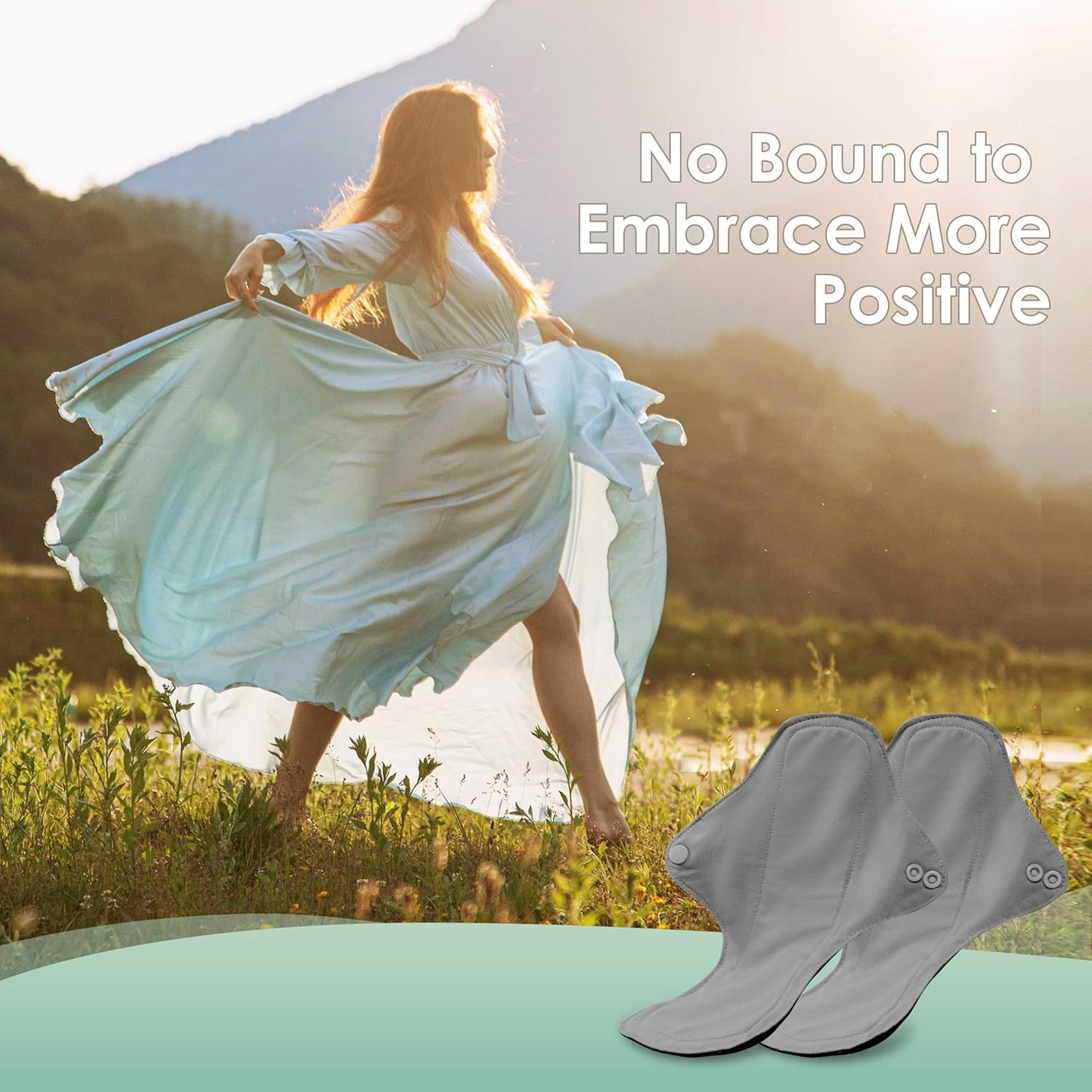 wegreeco 6 Pcs Reusable Menstrual Pads, Ultra Absorbent Cloth Pads for Heavy Flow, Sanitary for Teens, Women, Nonslip, Grey Inner, Grey Outer, X-Large