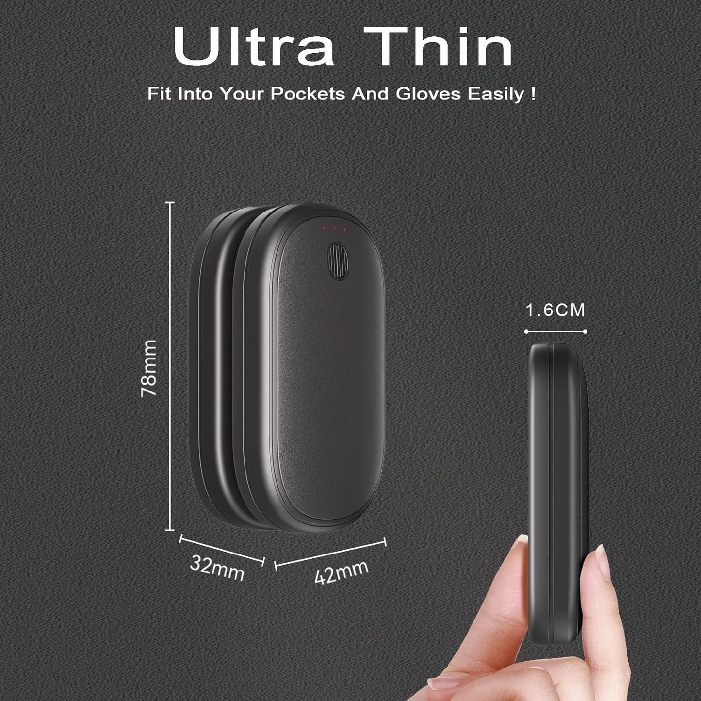 Hand Warmers Rechargeable, Magnetic Hands Heater, Fast Heating in 3s with 3 Settings, Electric Pocket Warmer, UL Certified Safe for Winter Camping, Hunting Trips, and Golf Games