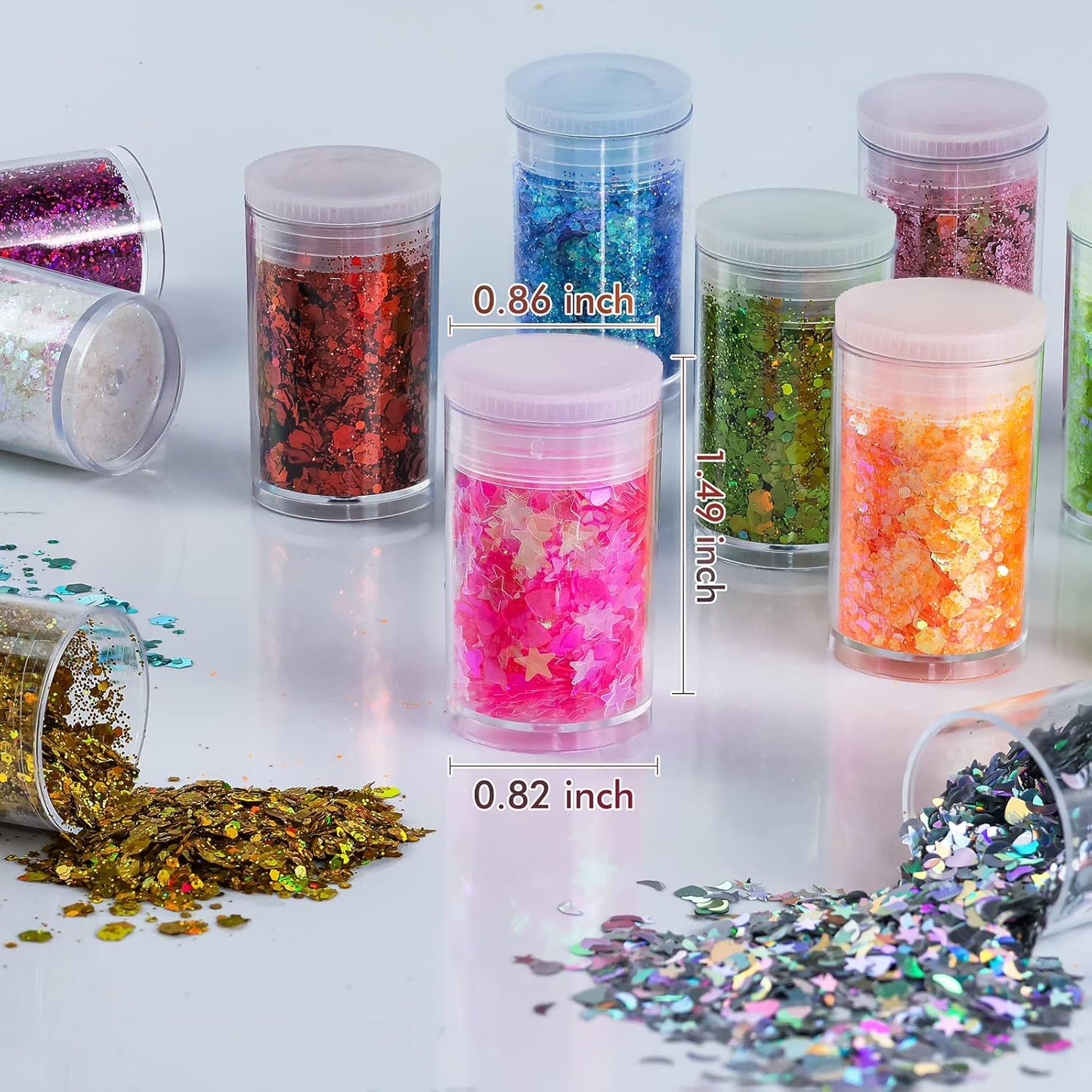 Multicolored Chunky & Fine Glitter Mix, 36 Colors Chunky Sequins & Powder Mix - Iridescent Cosmetic Glitter Flakes for Nail Art, Face, Body, Eyes & Crafts