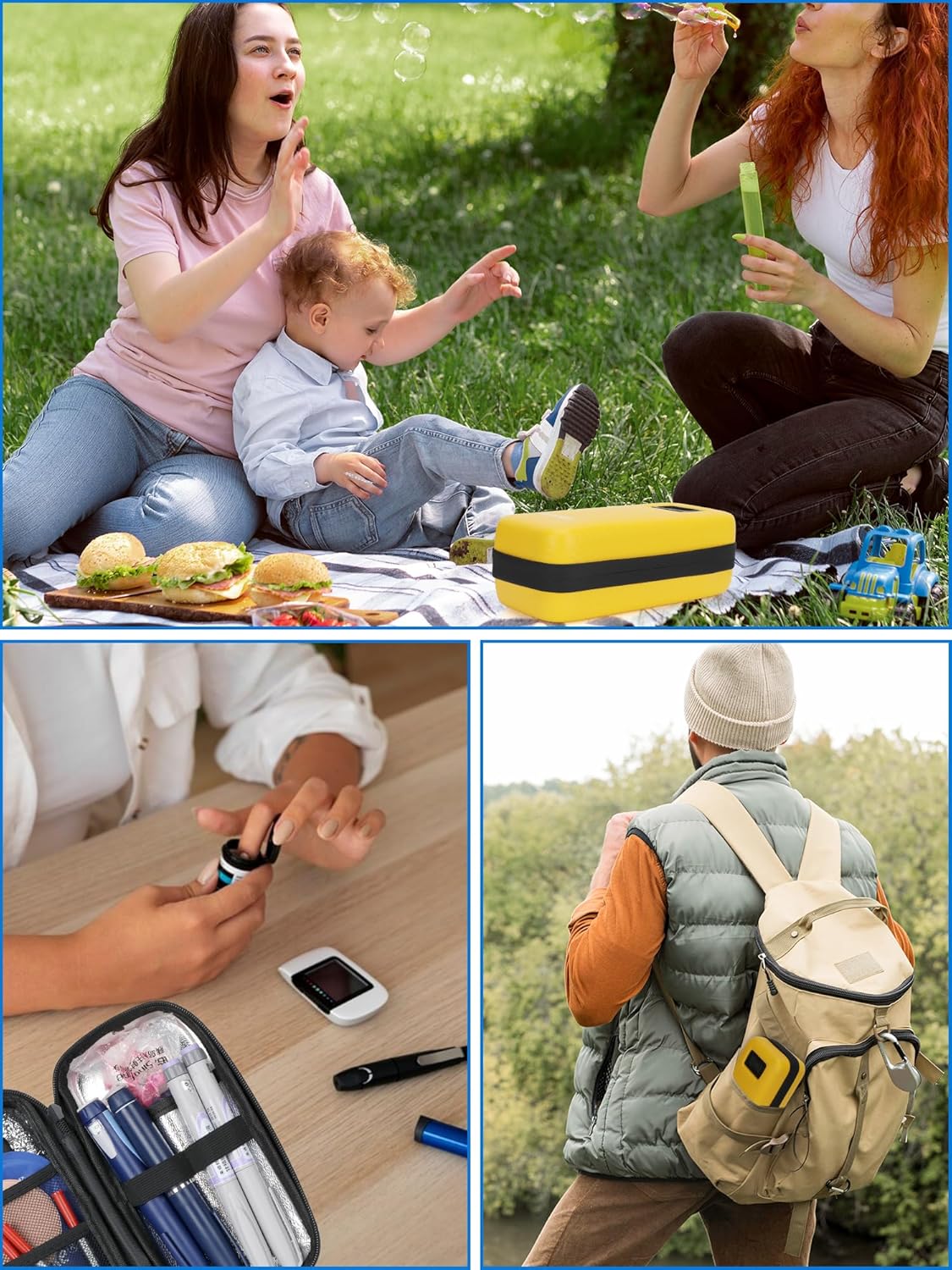 Insulin Cooler Travel Case with 2 TSA Approved Gel Ice Pack for Insulin Syringe and Diabetic Supplies, Temperature Display Diabetic Travel Case by LengKe (Yellow)