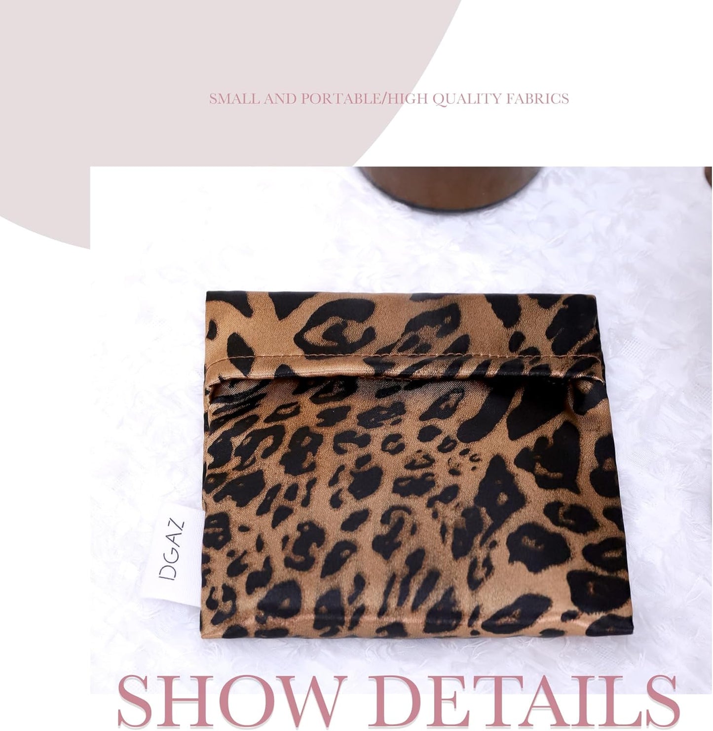 DGAZ Sanitary Napkin Storage Bag, Period Bag for Teen Aged Girls, Portable Period Bag for Panty Liners/Menstrual Cup/Small Tampons，Mini Makeup Bag for Purse(Leopard B)