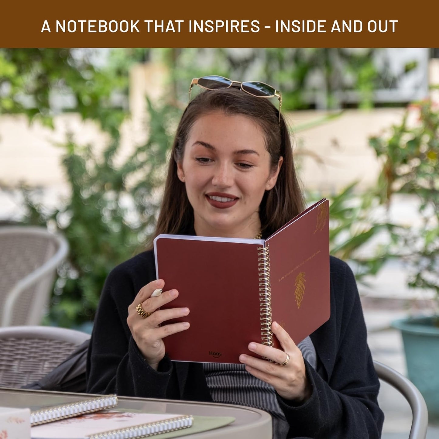 Happy Hoos® Aesthetic Spiral Notebook - 6.25" x 8.25" College Ruled Journal Notebook - Hard Cover Writing Journal for Work, School, Travel, More - Floral Notebook 8 Seasonal Designs (Gilded Autumn)