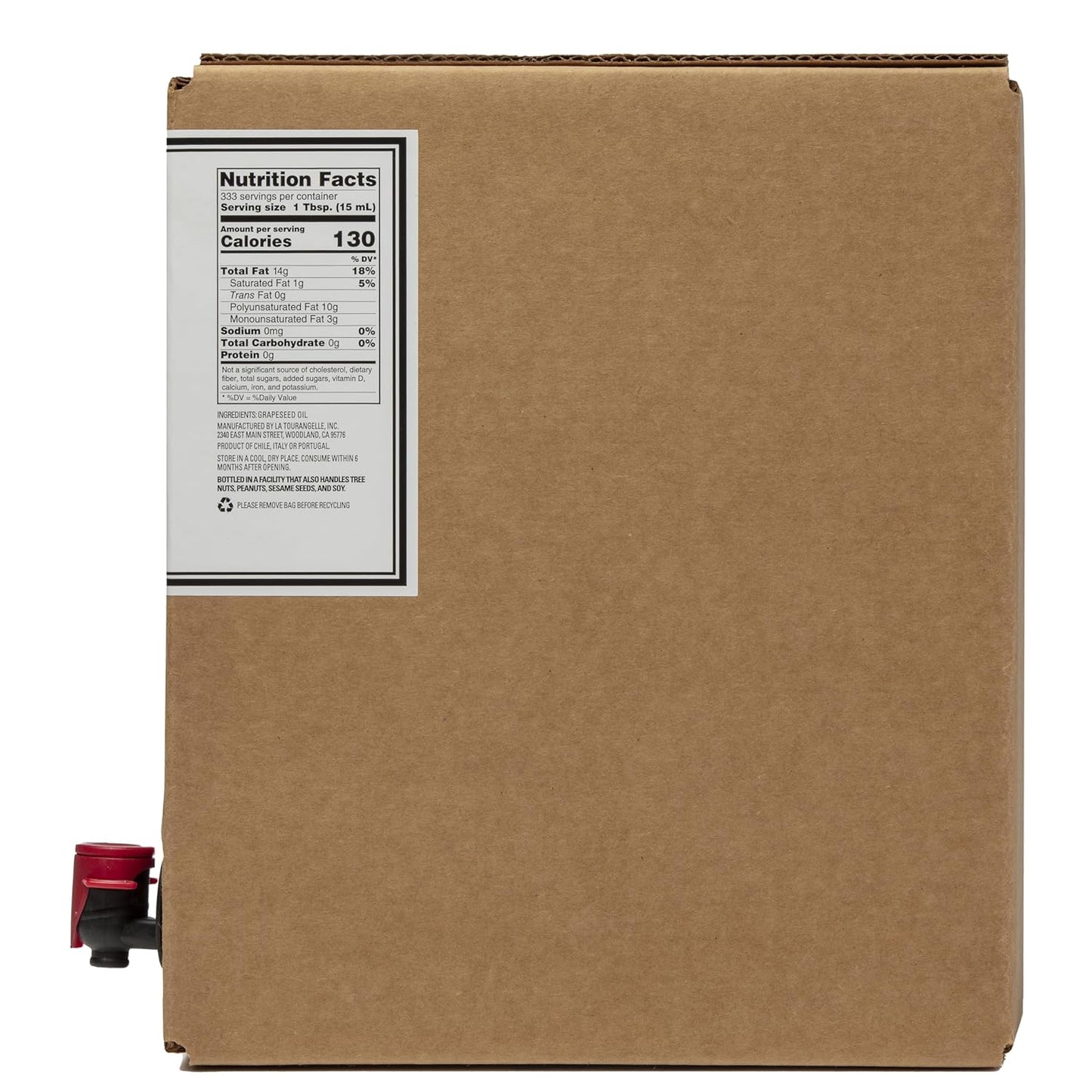 La Tourangelle, Expeller-Pressed Grapeseed Oil, High Heat Neutral Cooking Oil, Cast Iron Seasoning, Also Great for Skin, Hair, and DIY Beauty Recipes, 5 Liters