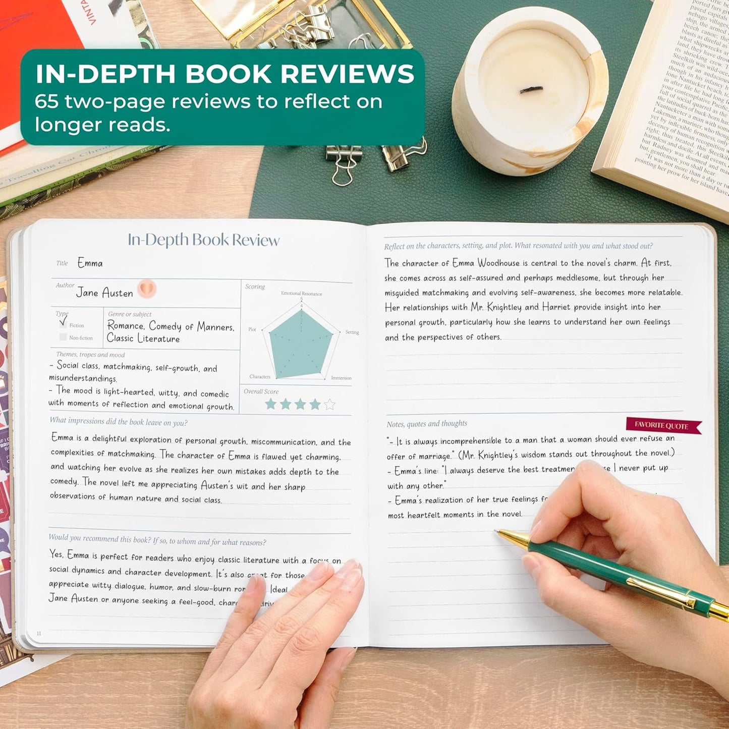 Skyline Reading Journal – Book Review Log & Tracker for Reading Tracking – Accessories & Gift for Book Lover, 7.6x9.2” (Sandstone Debossed)