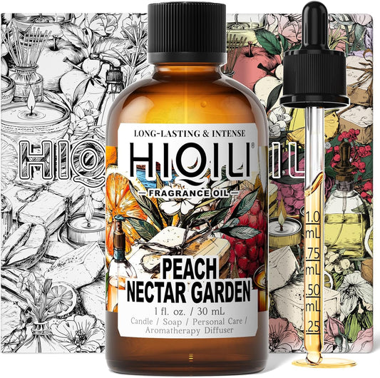 HIQILI Peach Nectar Garden Fragrance Oil for Diffuser, Inspired by Pris.HIL-ton, Candle & Soap Making, Sweet Floral-Fruity Notes, Long-Lasting Scent- 1fl oz