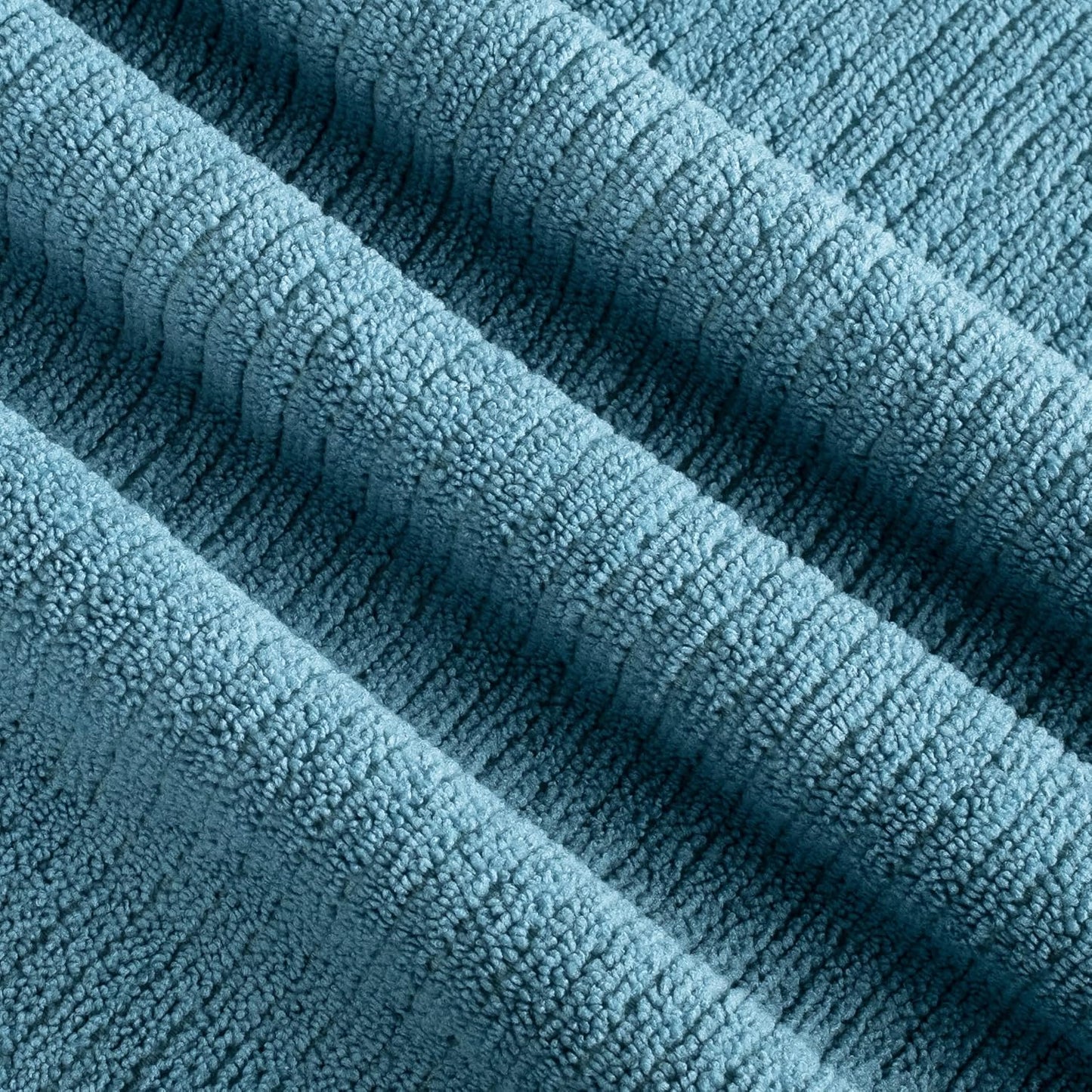 POLYTE Premium Microfiber All-Purpose Ribbed Terry Kitchen Towel, 12 Pack (Blue, Gray, Teal, 16x28 in)