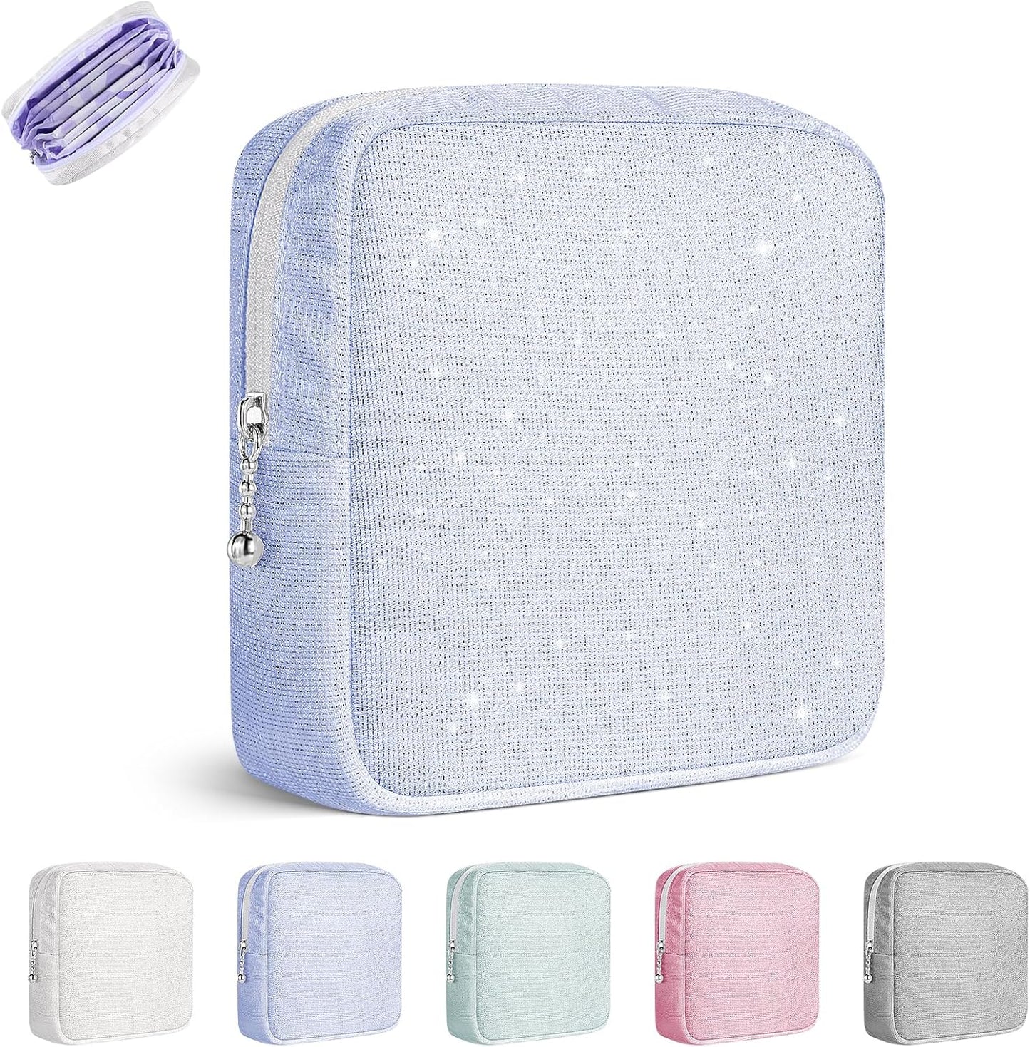 Period Bag for Teen Girls, Canvas Sanitary Napkin Storage Bag with Zipper, Portable Menstrual Pad Bag Tampon Holder for Purse