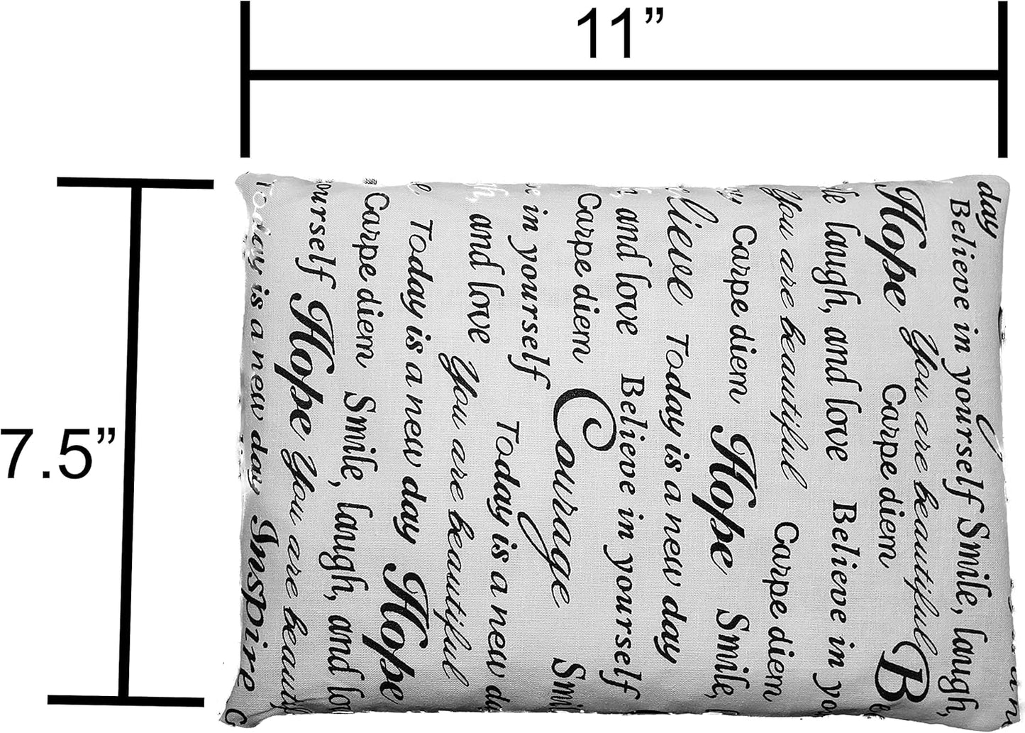 Microwavable Corn Filled Heating Pad and Cold Pack/Washable 100% Cotton Cover (Positive Thoughts, 7.5in W x 11in L)