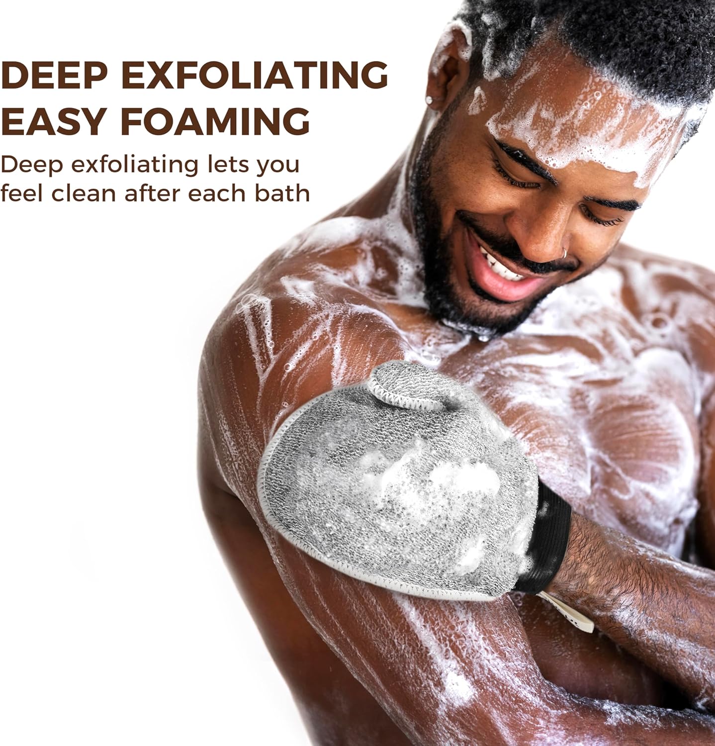 ZOMCHI 2 Pack Deep Exfoliating Glove with Dual Texture, Massage Body Scrub Gloves for Home Spa, Exfoliating Mitt for Dead Skin Removal (Deep + Soft)
