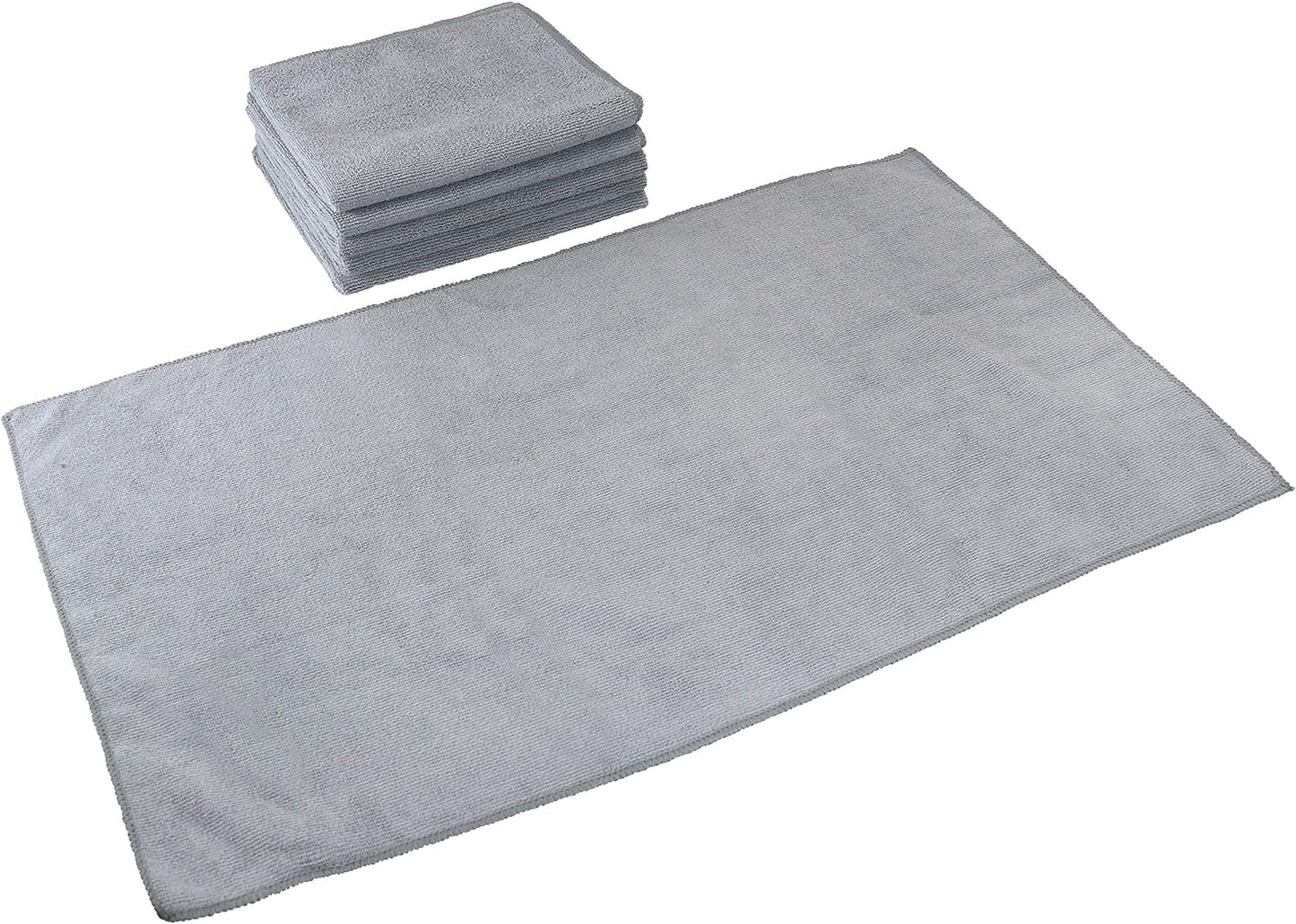 Arkwright Microfiber Gym Towel - Pack of 12 - Super Soft, Quick Dry Workout Sweat Towels, 300 GSM Lightweight & Absorbent for Sports, Working Out, Yoga, and Spa, 16 x 27 in, Grey