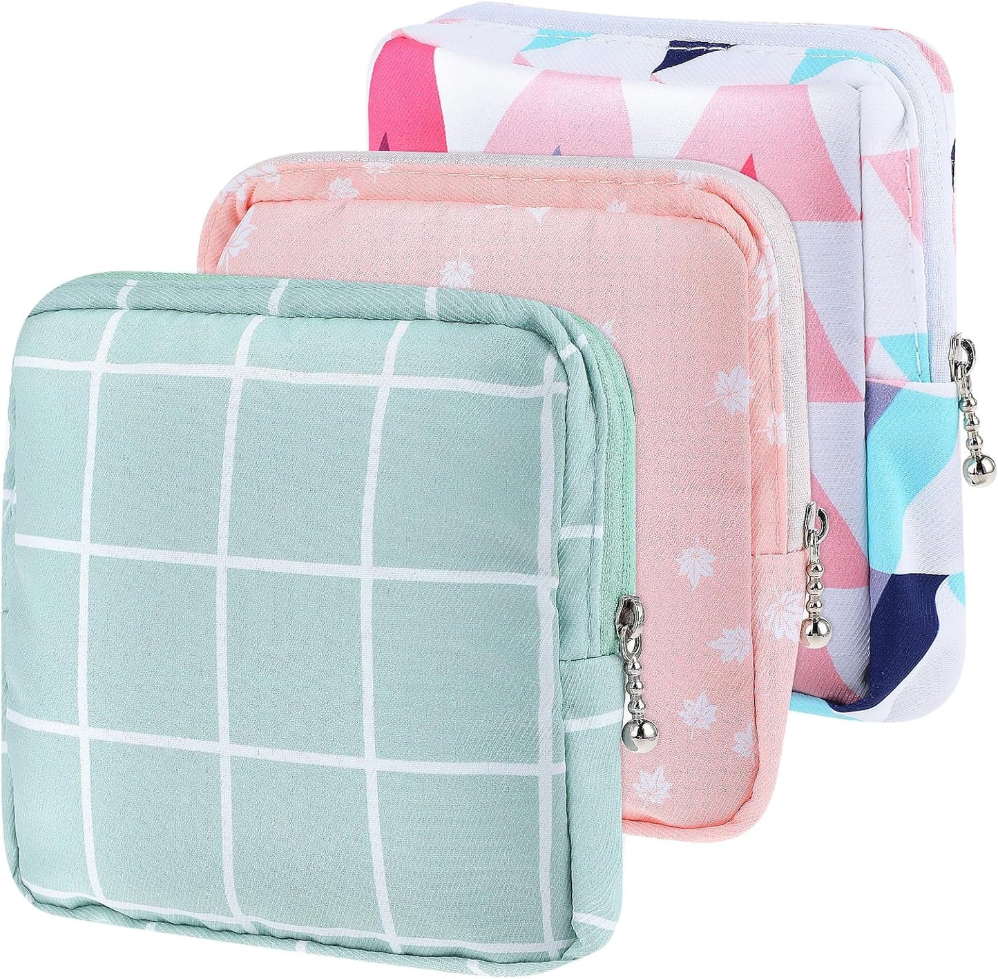 3Pcs Sanitary Napkin Storage Pouch, Cotton Menstrual Cup Holder, Portable Period Kit Bag for Women & Teen Girls